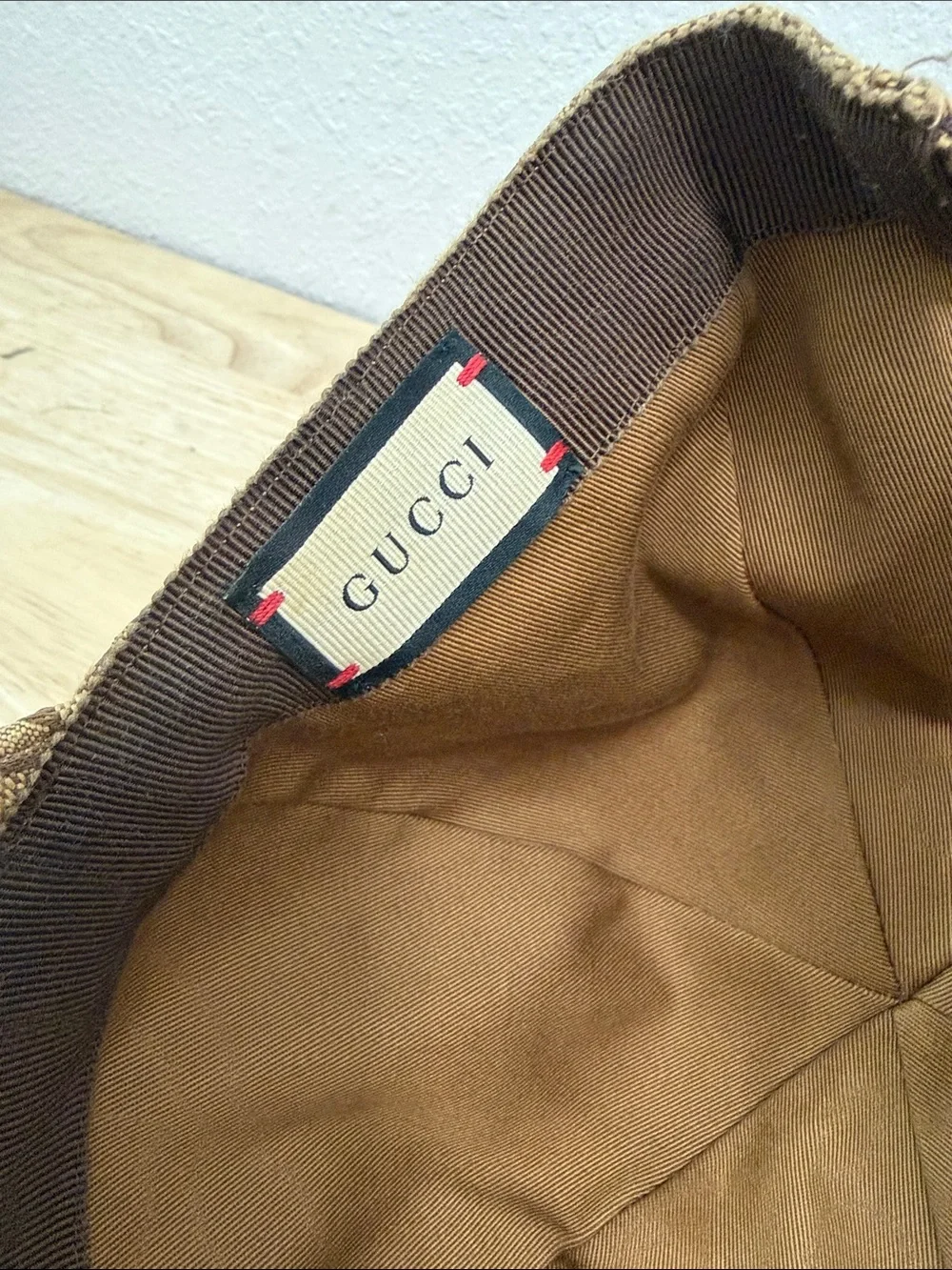 Gucci Tan & Brown GG Canvas Baseball Cap with Logo Patch